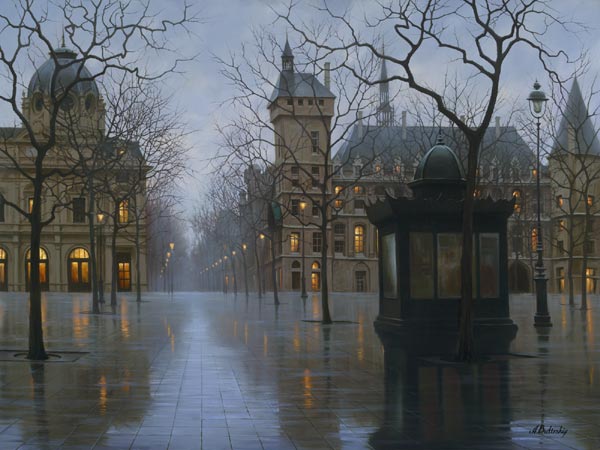Cityscapes paintings by Russian artist Alexey Butyrsky.April in Paris, by Alexei Butirskiy
