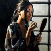 Geisha With Mirror, by Fabian Perez