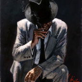 Smoking-White Suit, by Fabian Perez