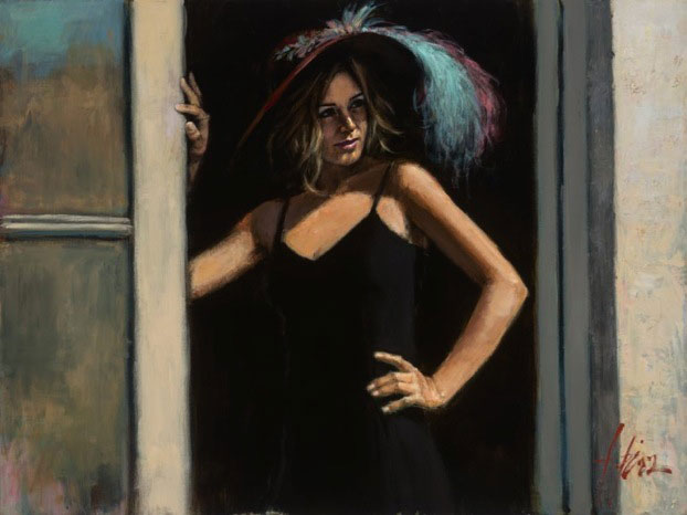 Sombrero Rojo Con Plumas, by Fabian Perez