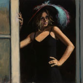 Sombrero Rojo con Plumas, by Fabian Perez