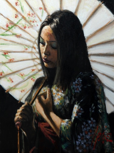 White Umbrella, by Fabian Perez